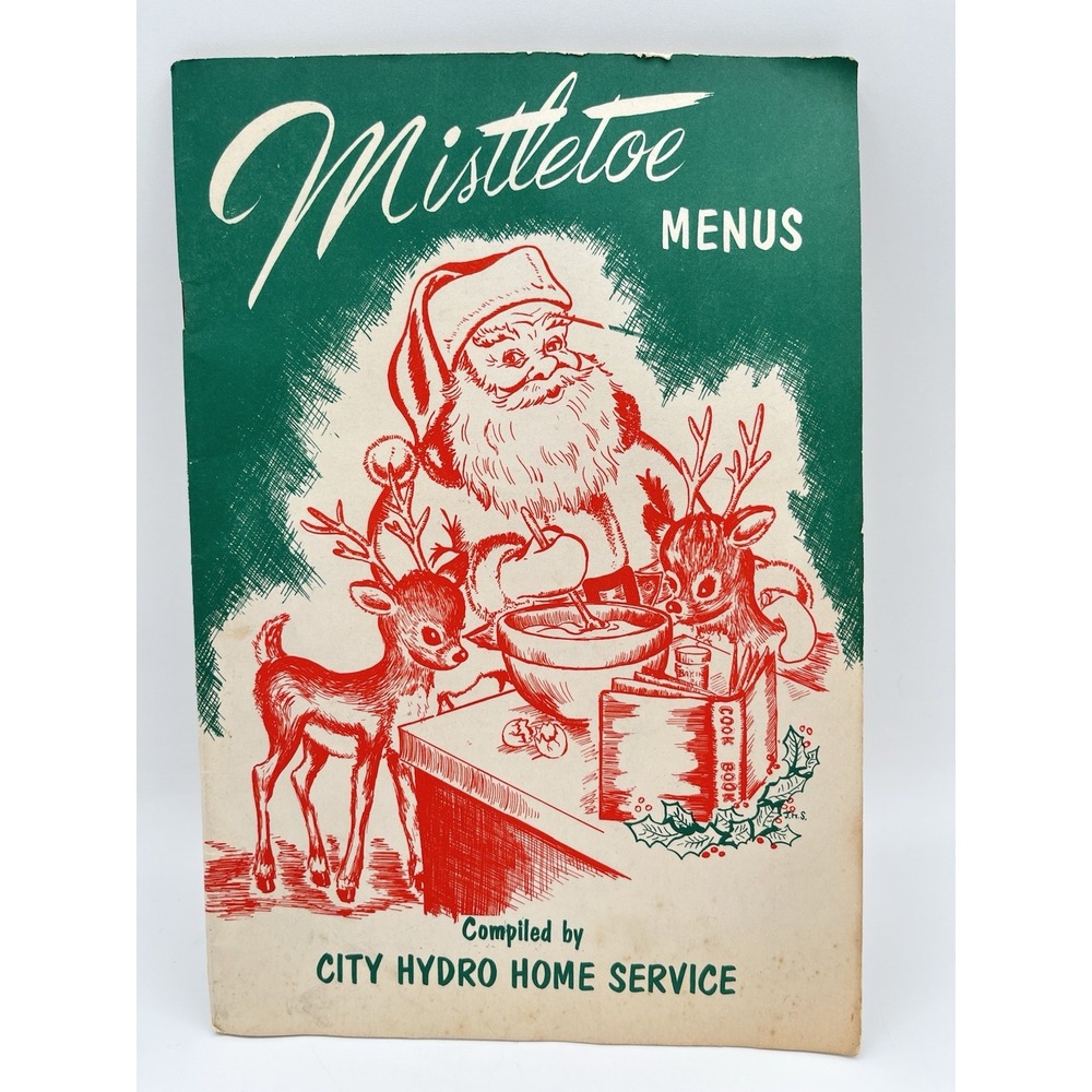 Vintage 1960s Mistletoe Menus City Hydro Christmas Cookbook Winnipeg Manitoba